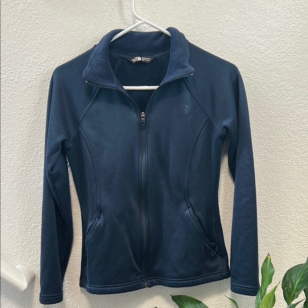 Women's navy north face zip up jacket